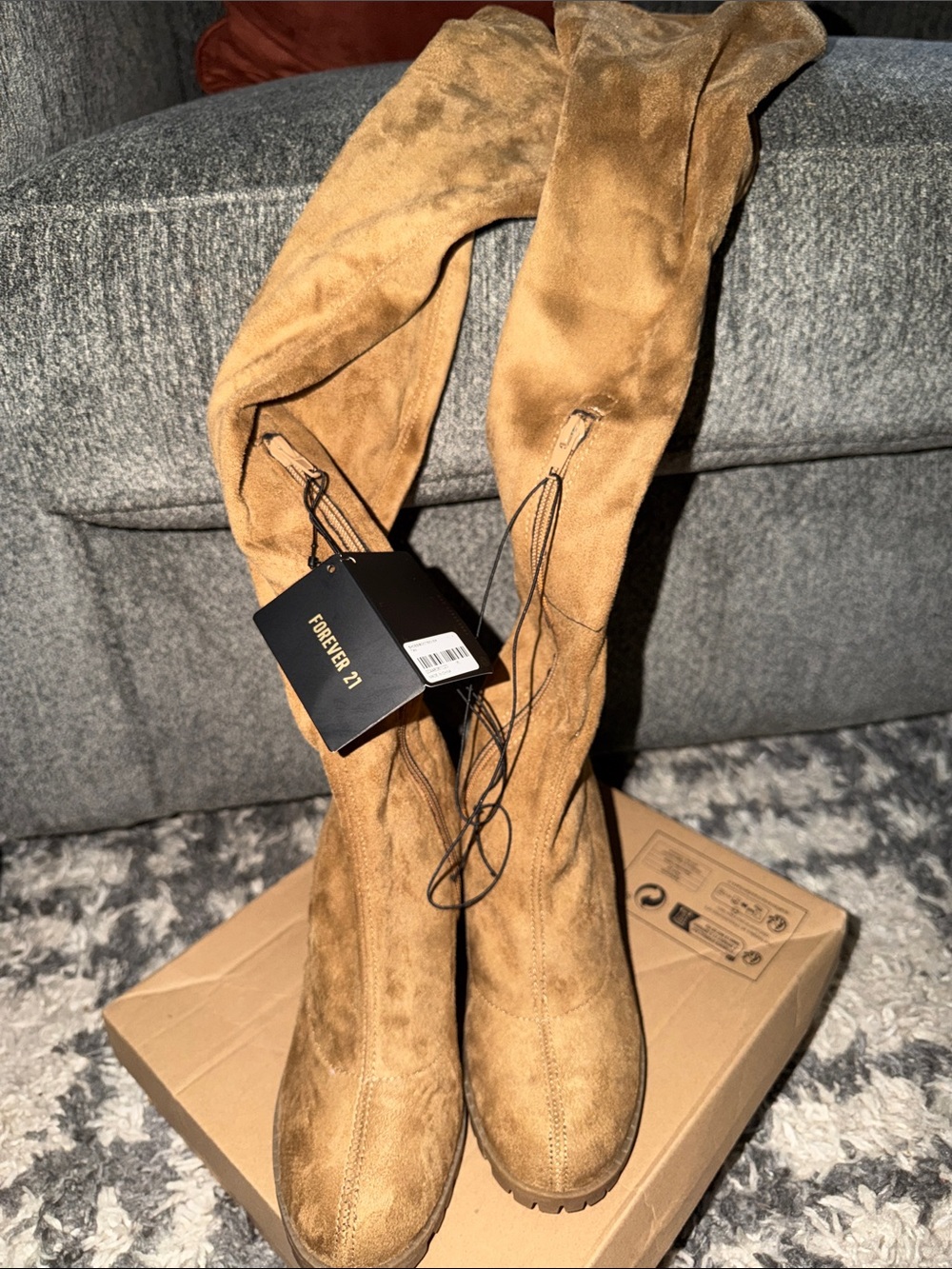 Forever 21 Chestnut Suede Over-the-Knee Boots
